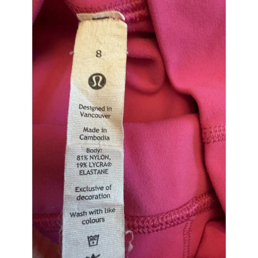 lululemon Women's Pink High-Rise Yoga Leggings Pull-On Stretch Size 8